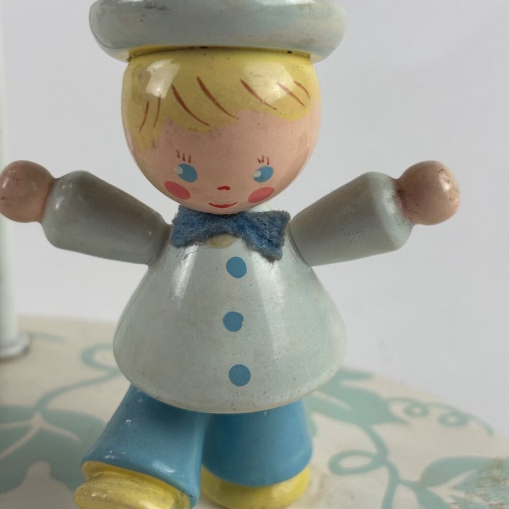 Vintage 50s Kids Lamp Child Bedroom Decor Wooden Pastel Nursery Rhyme - Picture 14 of 14